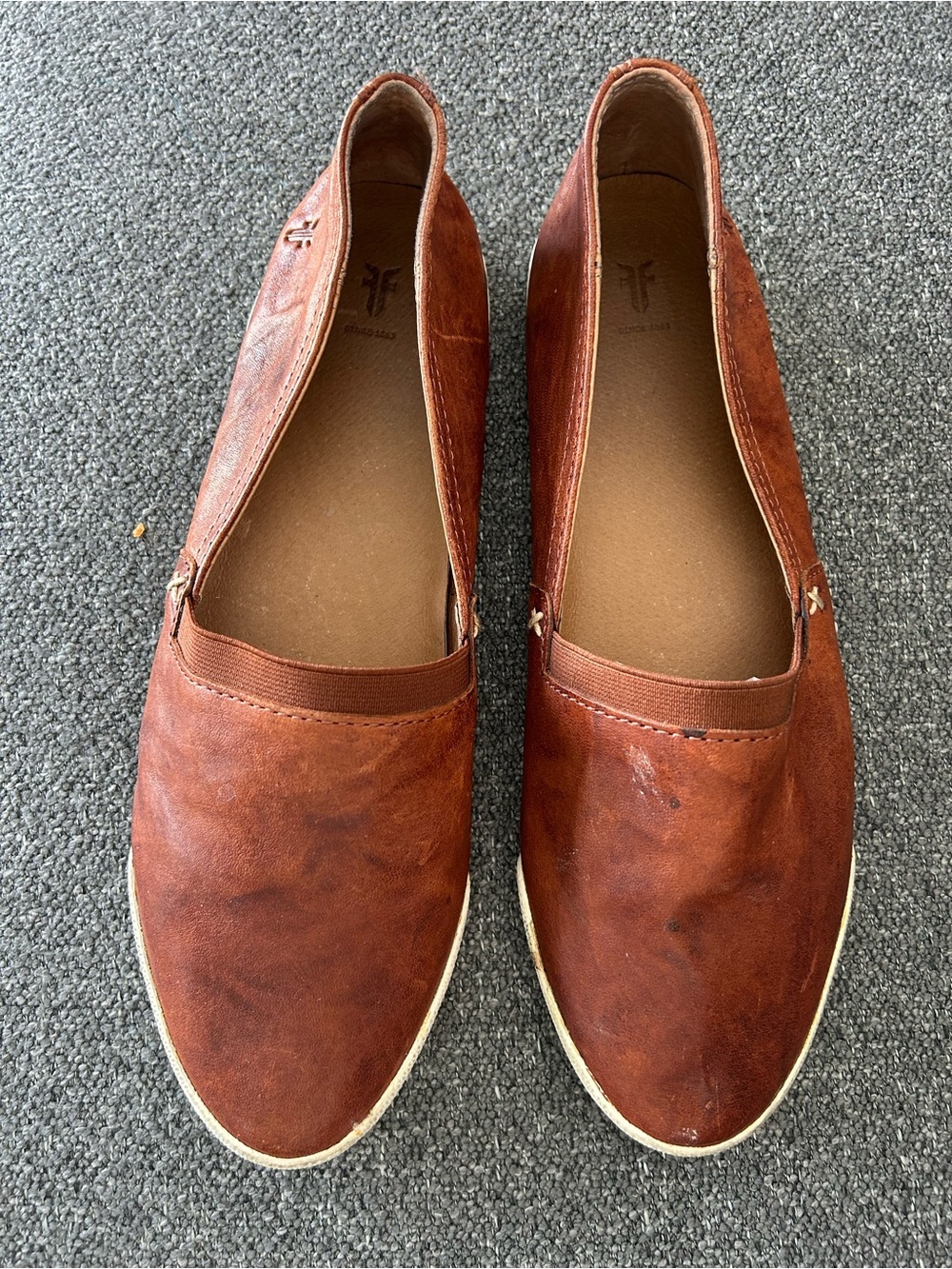 9.5 Frye Melanie Casual Slip-On Shoes in Cognac Brown
